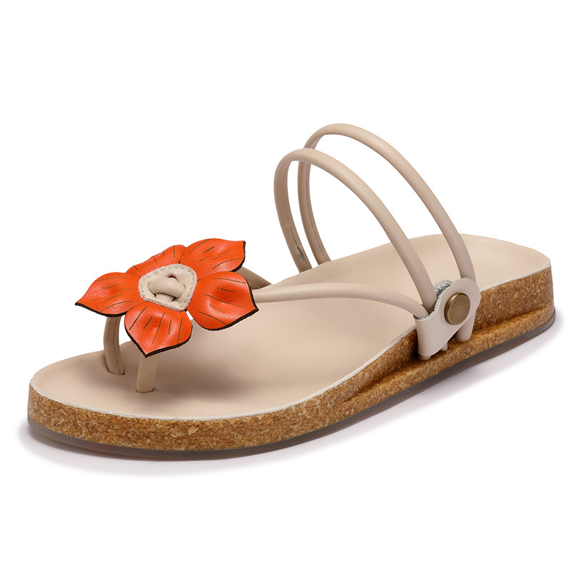 皓顿hautton花朵装饰沙滩凉鞋平底女拖鞋9682tx098