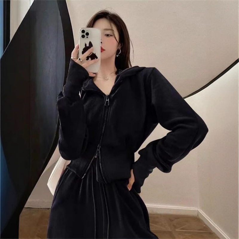 运动套装女秋季新款韩版宽松网红休闲卫衣拉链+阔腿裤两件套