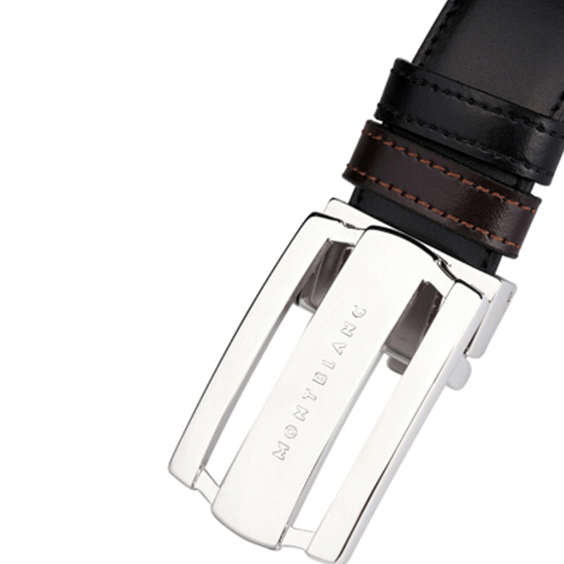 Montblanc 万宝龙男士牛皮镂空三环亮光镀钯皮带/腰带箱包配件 120 CM103431
