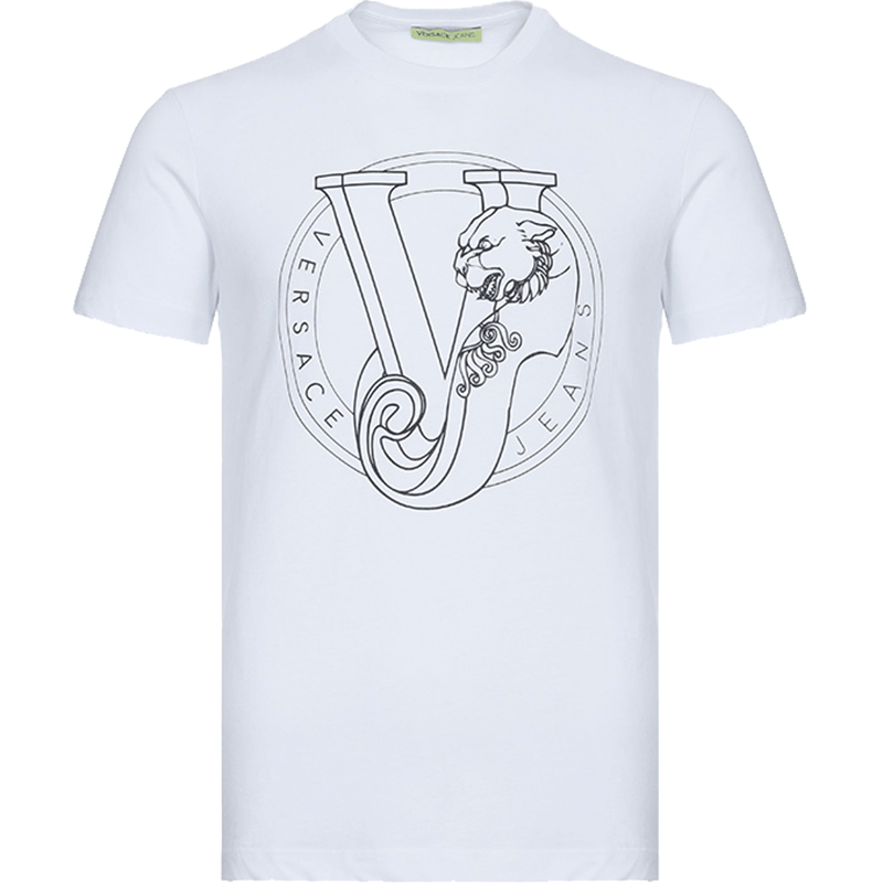 versacejeans范思哲男士印花图案棉质圆领短袖t恤衫b3gta76q36610