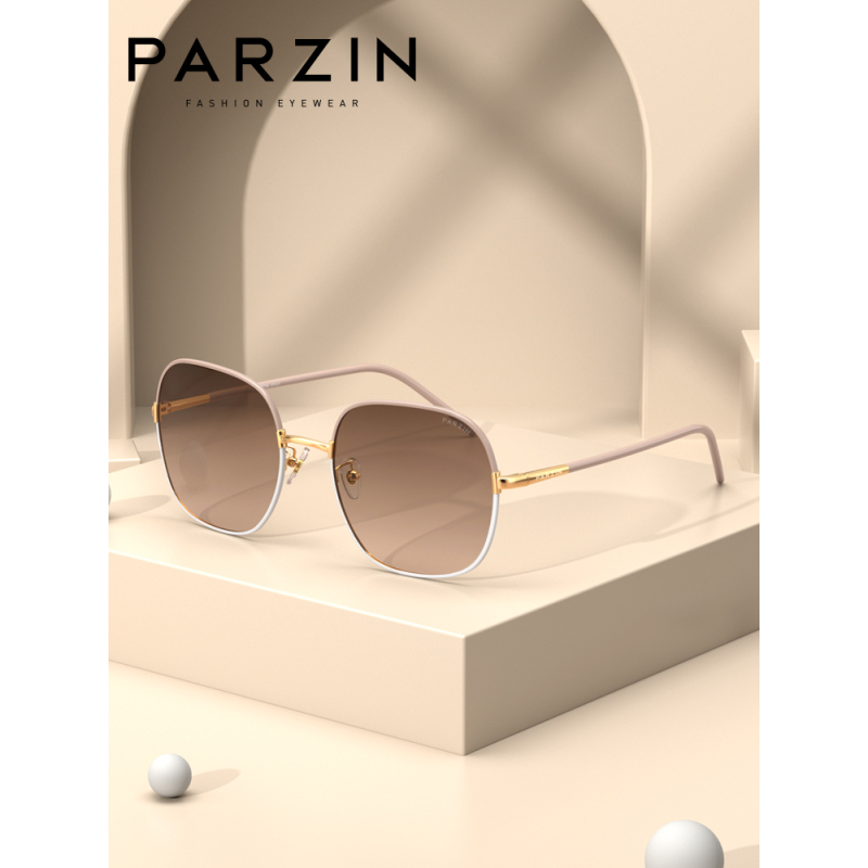 帕森（PARZIN）偏光太阳镜男女 宋祖儿明星同款方圆框白茶色开车驾驶墨镜2021新品 8301