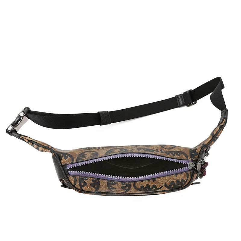 COACH 蔻驰 涂鸦 腰包 胸包 斜挎包女士单肩包 涂鸦织物F1507银扣图片