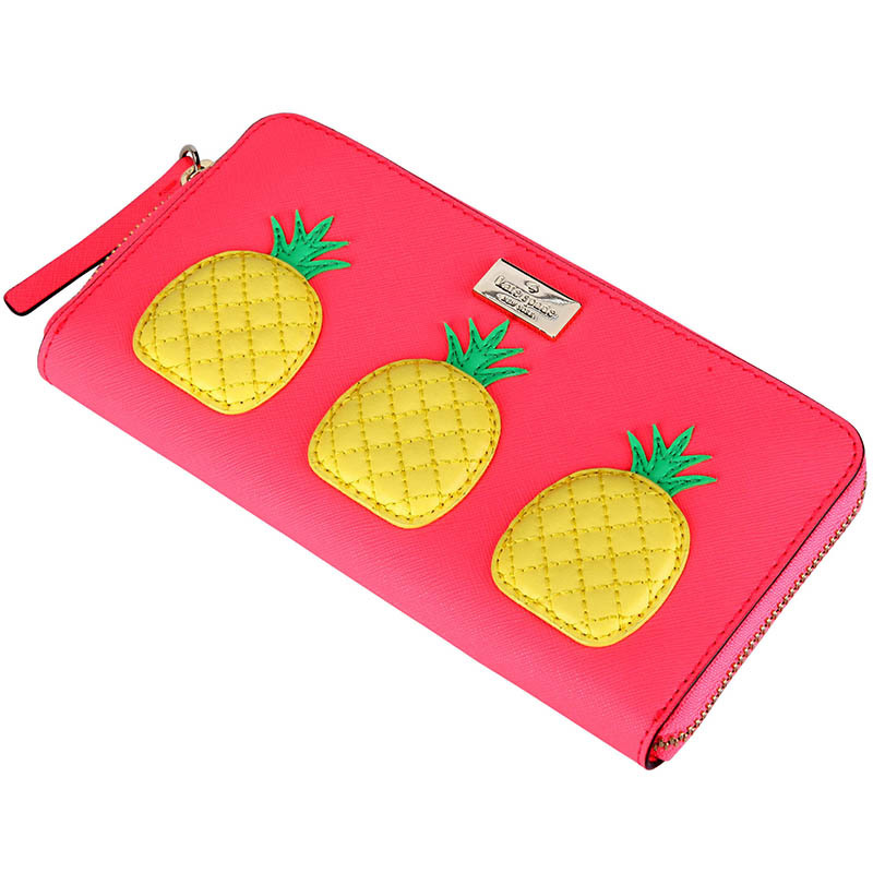 Kate Spade 凯特·丝蓓 奢侈品 女款亮粉色皮质长款钱包钱夹 WLRU2885 761