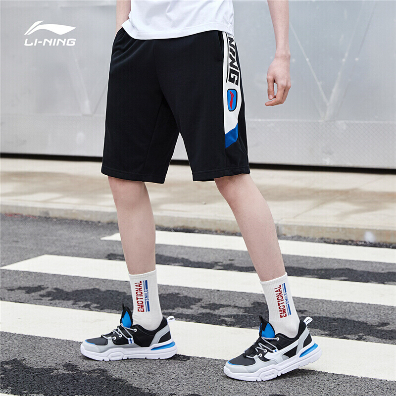 李宁（LI-NING）运动男子短裤夏季运动时尚系列短卫裤宽松透气短裤AKSQ305