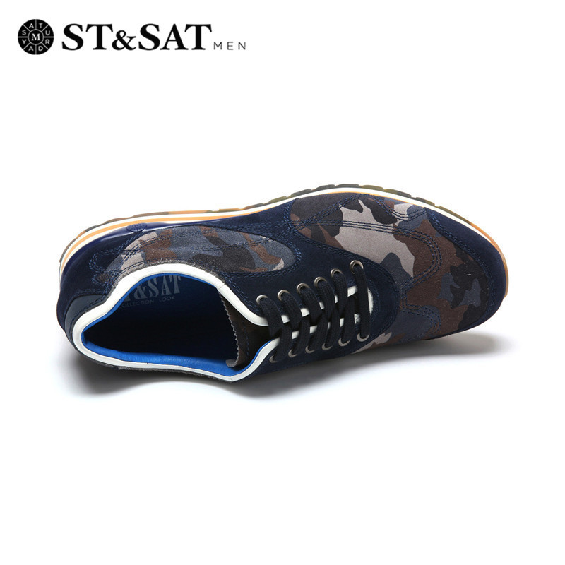 星期六ST&SAT牛皮系带低跟深口软底透气单鞋男SS43128503