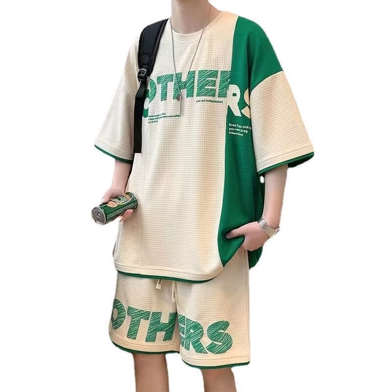 运动服套装男夏季短袖T恤篮球衣休闲短裤两件套韩版潮流