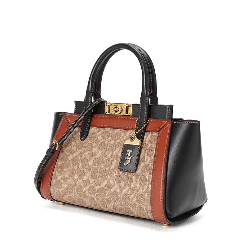 蔻驰COACH TROUPE通勤手拎 老花拼皮金扣78488 女士手提单肩斜挎包图片