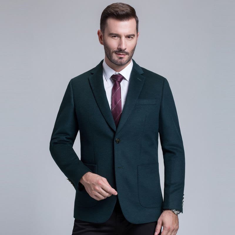 恒源祥羊毛西服男 2018秋新款中年男士休闲西装纯色外套便服单西图片