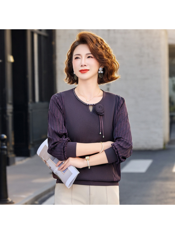 气质妈妈打底衫中老年春装洋气婆婆装中年春装小衫女50岁薄款上衣