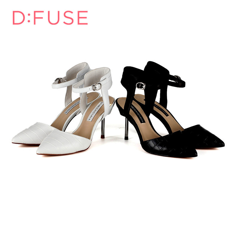 D：Fuse迪芙斯牛皮革/羊皮革尖头后空女单鞋 DF61113021