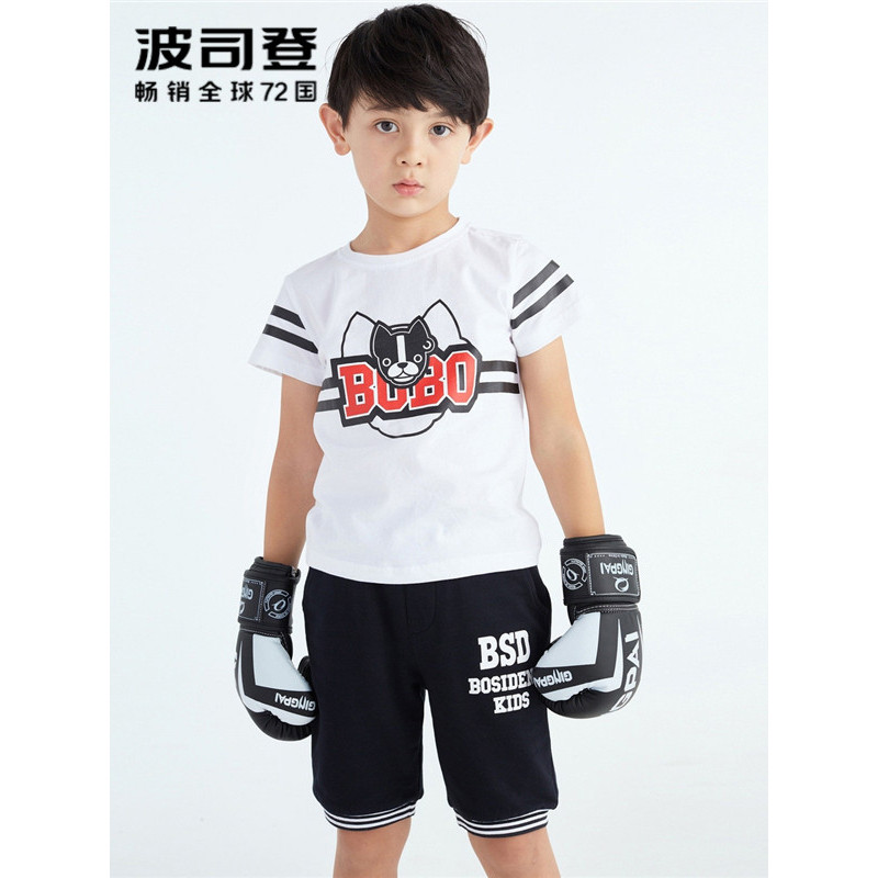 波司登童装裤子2018夏季新款男童字母印花收口短裤C821CM1128