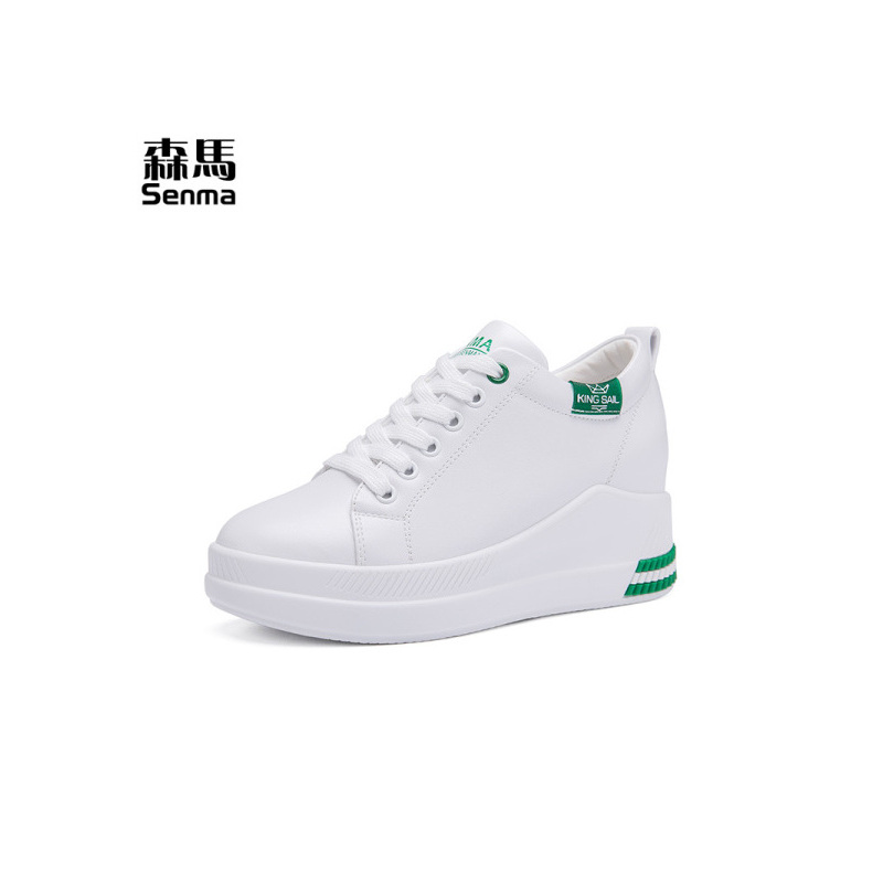 森马厚底休闲鞋女鞋增高小白鞋女显瘦平底白色松糕鞋视频