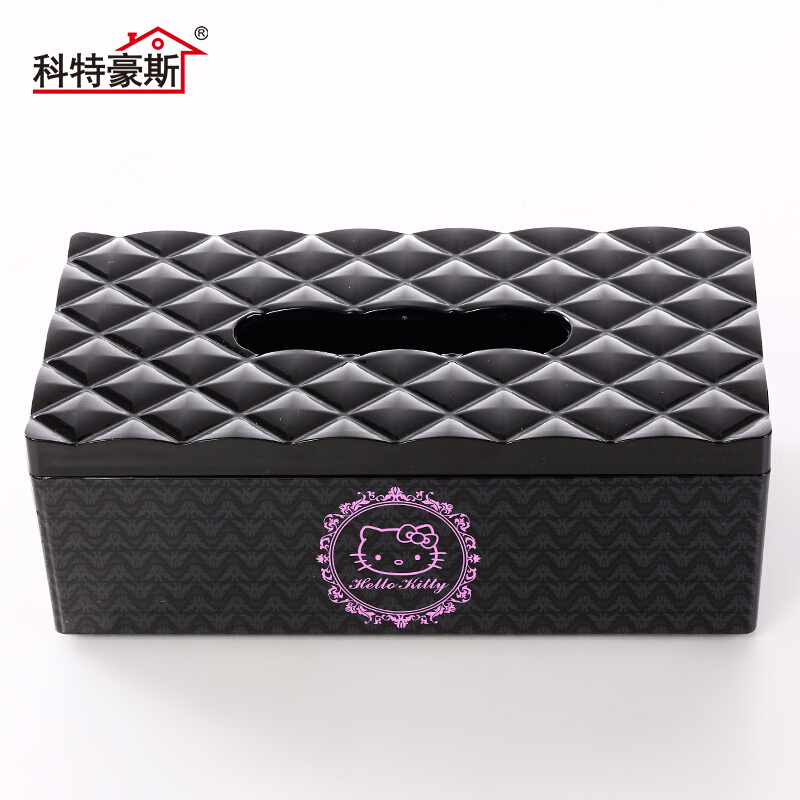科特豪斯欧式纸巾盒客厅车用纸巾收纳盒 Hellokitty欧式图案黑色