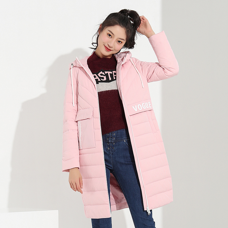 千仞岗秋冬新品简约中长款羽绒服女连帽休闲冬装女外套