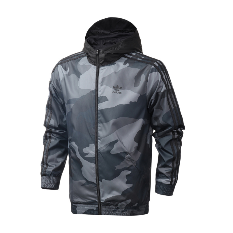 adidas阿迪达斯三叶草男装运动服迷彩防风连帽夹克外套FH6873