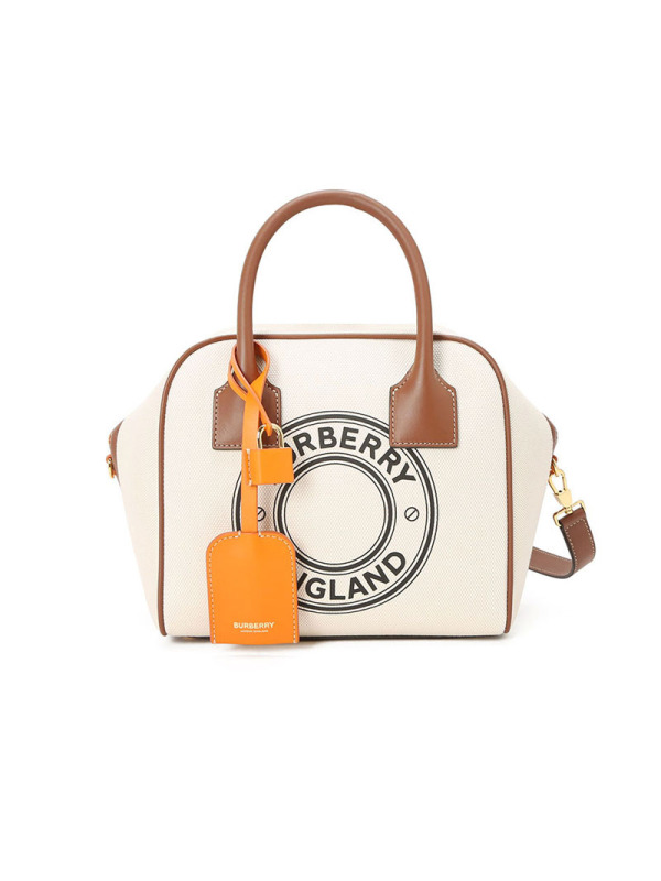 BURBERRY 博柏利 Cube 通勤手拎包 手提包 单肩包小号 圆形徽标帆布织物8030504金扣