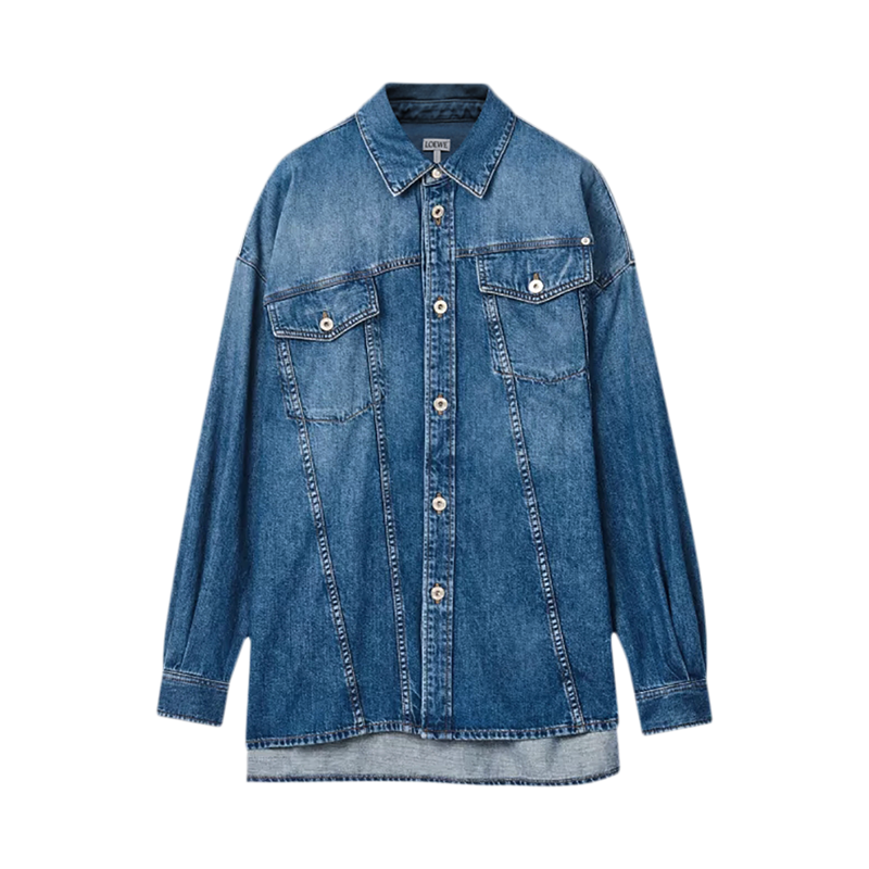 罗意威loewe男士棉质宽松版长袖休闲牛仔衬衫式外套h526y05x17