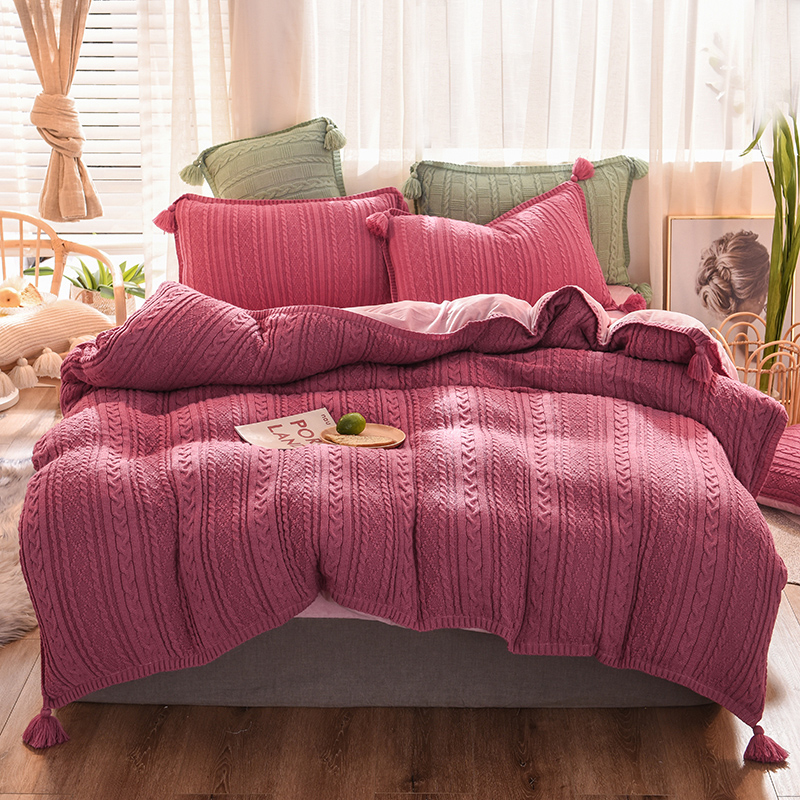 九氏joesha面针织毛线款b面加厚水晶绒保暖设计床单床笠可选床上四