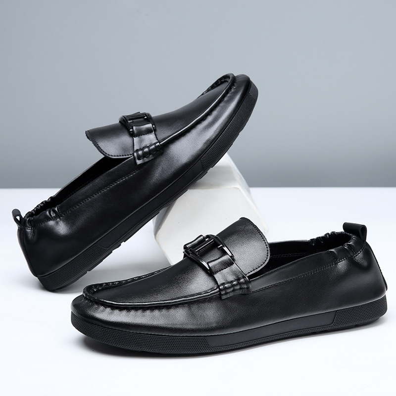 春季新款乐福鞋男士时尚商务休闲皮鞋男透气舒适一脚蹬豆豆鞋