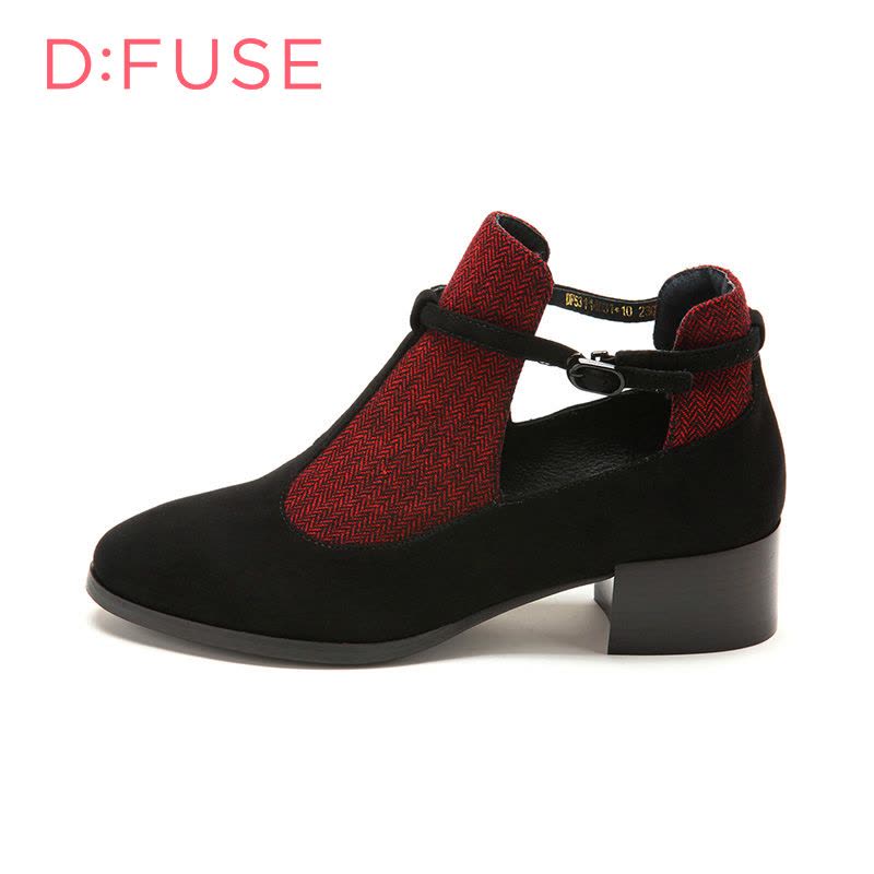 D：Fuse/迪芙斯秋新款深口方跟圆头简约时尚女单鞋DF53114031图片