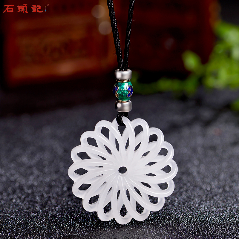 石头记风生水起好运来东陵玉坠玛瑙项链毛衣链中国风饰品挂件女