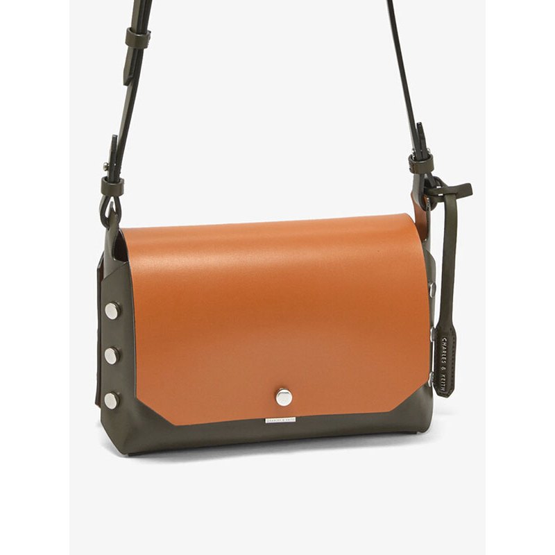 CHARLES&KEITH 小ck女包CK2-80781011金属铆钉可换翻盖单肩包女