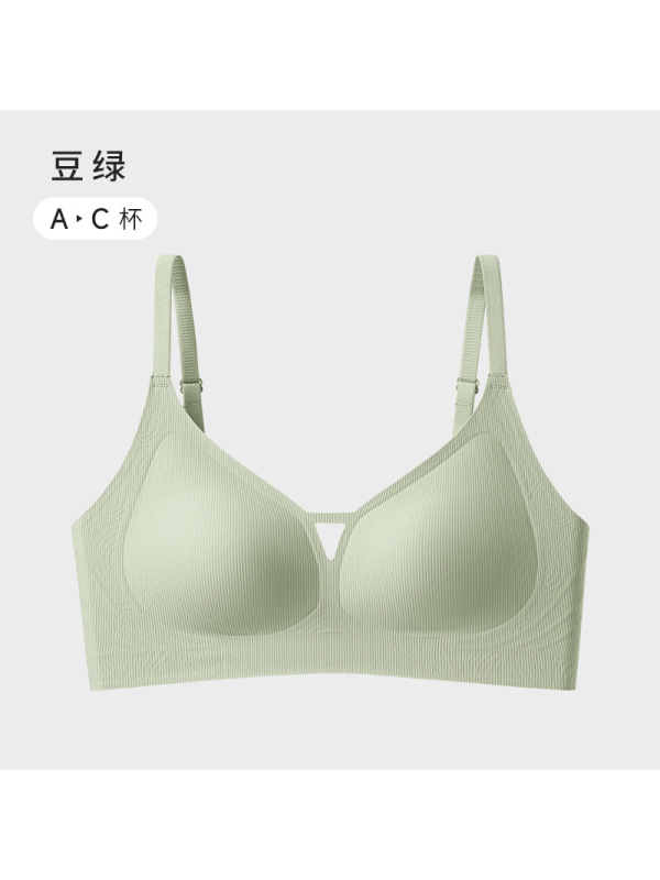 裸感无痕内衣薄款女夏季无钢圈小胸聚拢不空杯螺纹果冻文胸罩