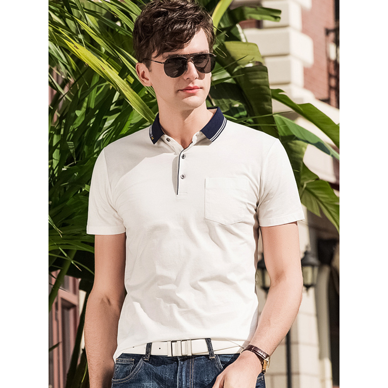 卡帝乐鳄鱼cartelo中青年男士夏季简约纯色翻领纯棉时尚休闲短袖t恤男