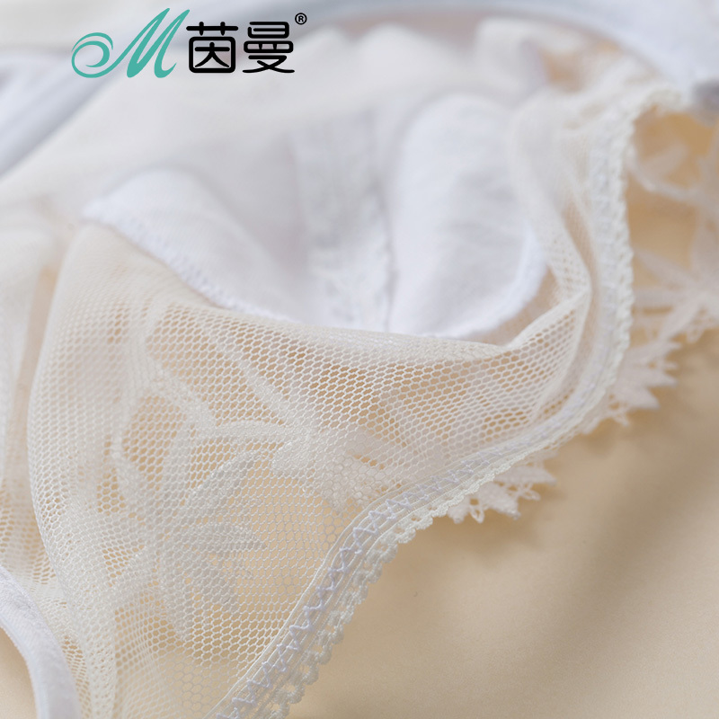 茵曼内衣舒适性感花型刺绣蕾丝超薄软钢圈文胸9881432036