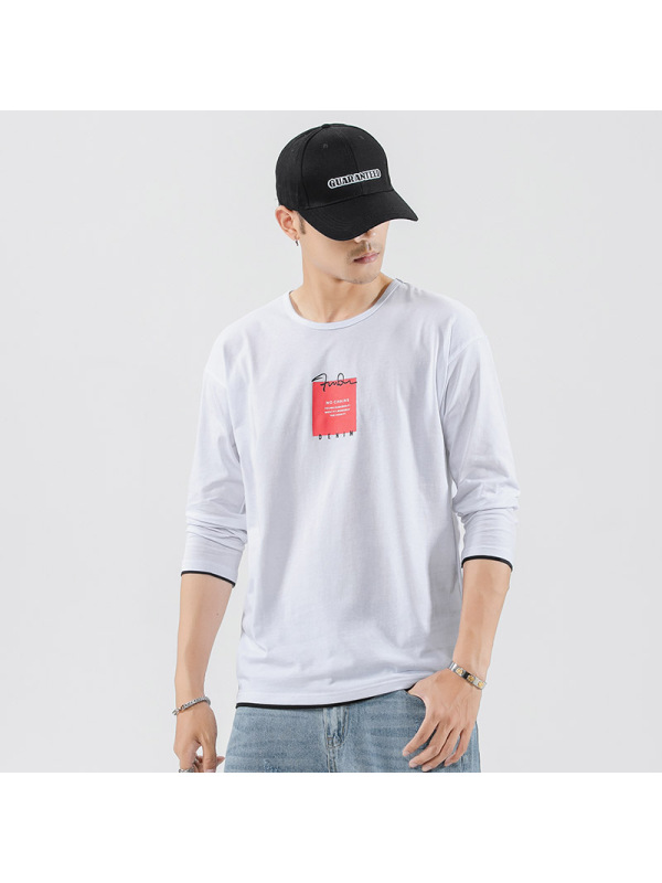 庄吉2019春秋季男式韩版体恤潮流修身长袖圆领T恤男装上衣服打底衫T恤JU-MD8913