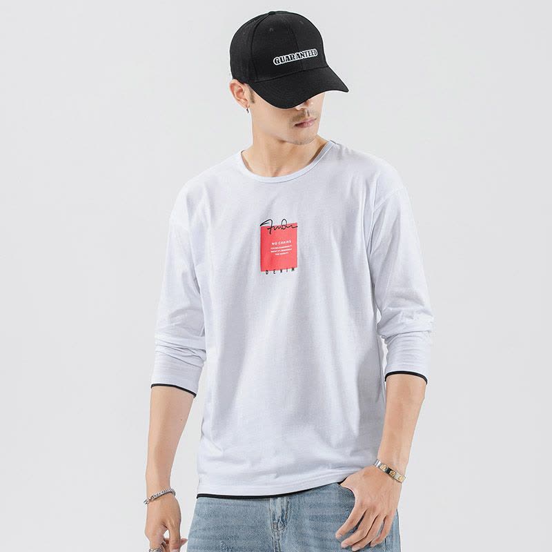 庄吉2019春秋季男式韩版体恤潮流修身长袖圆领T恤男装上衣服打底衫T恤JU-MD8913图片