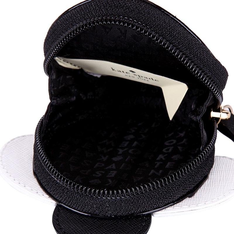 katespade凯特丝蓓奢侈品女款黑白色皮质蜜蜂款零钱包wlru2780991