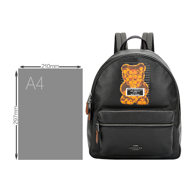 coach蔻驰奢侈品女士黑色皮革双肩包f76656qbm2