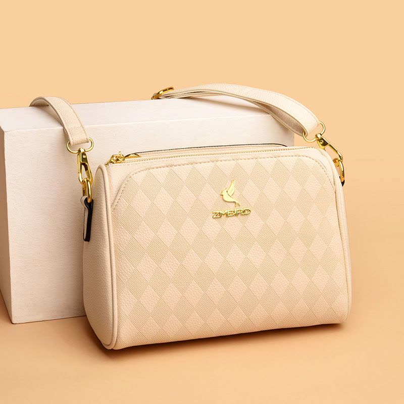 包包女包新款2026斜挎包女单肩包女时尚菱格印花小方包女图片