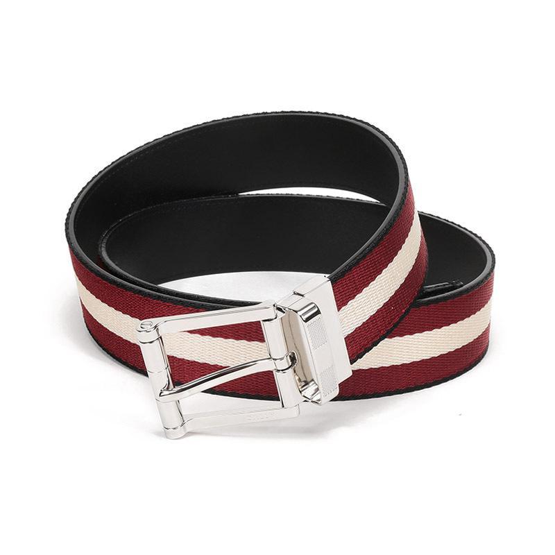 bally巴利男士织物配皮针扣式双面皮带腰带taylan35m