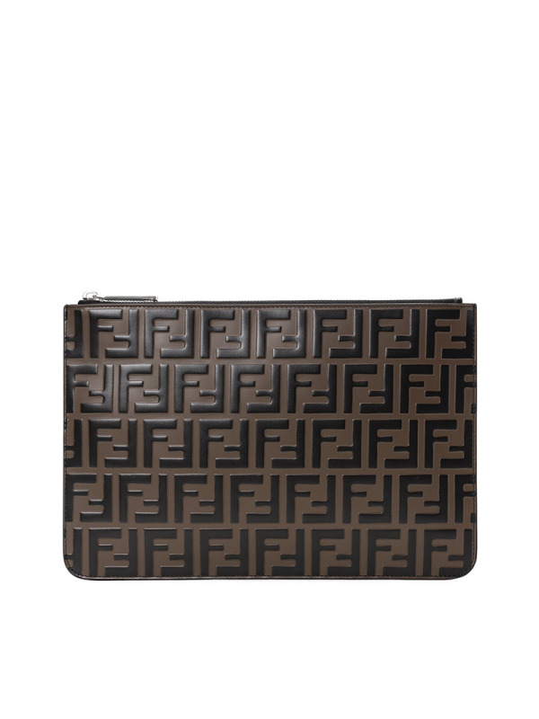 FENDI/芬迪 女包FF压花手拿包 7N0078