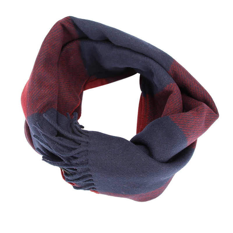 coach蔻驰奢侈品男士红蓝拼色绵羊毛材质双面长款围巾f76389win