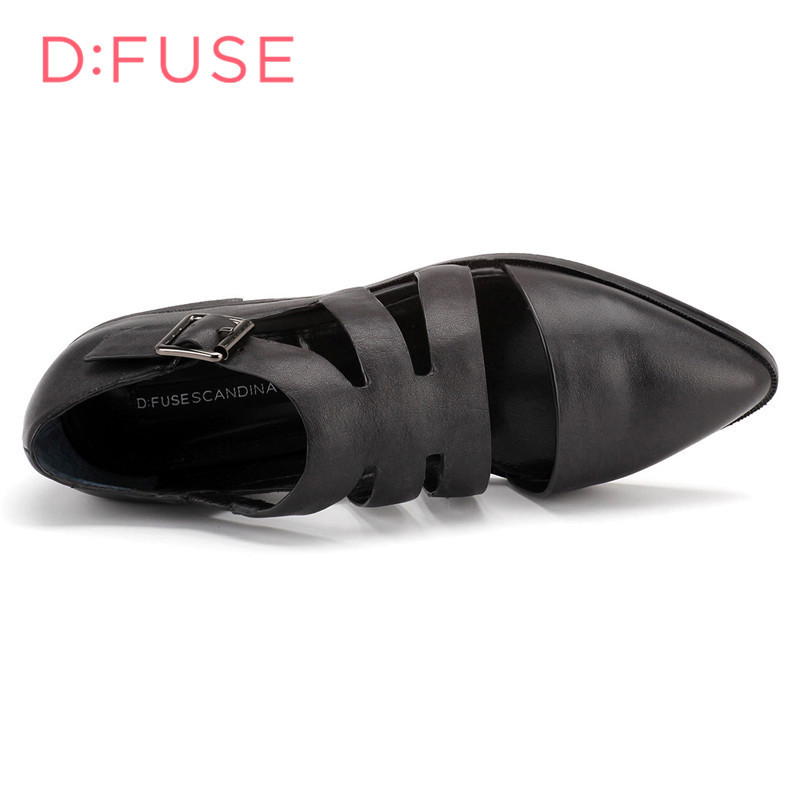 迪芙斯D:FUSE牛皮尖头中跟套脚饰扣深口鞋女 DF61114011