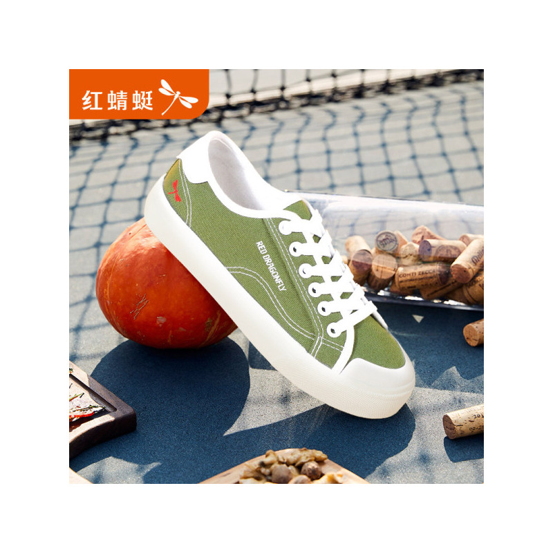 红蜻蜓布鞋女新款潮一脚蹬平底百搭学生韩版夏季薄款透气帆布WTB9542