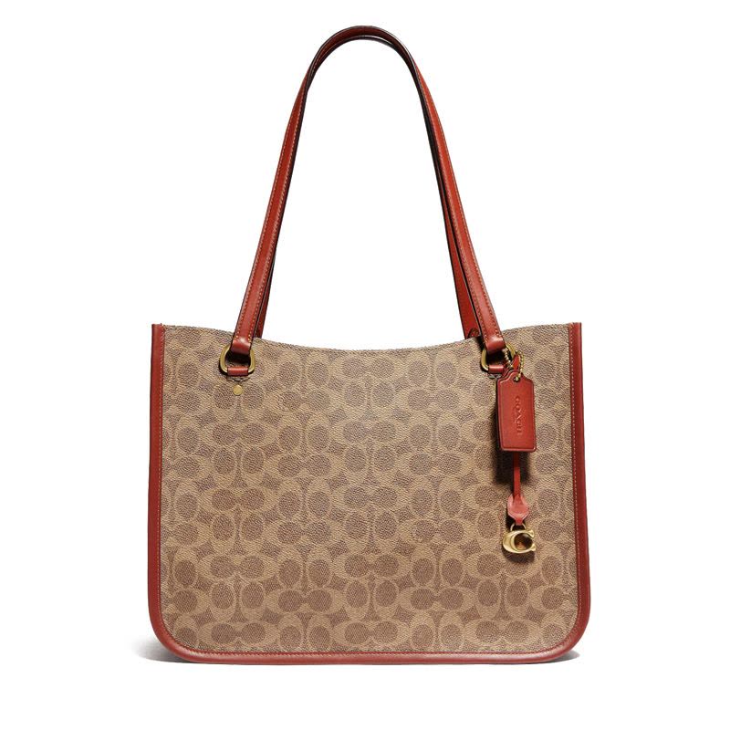 COACH Tyler Carryall 购物袋 C挂坠 老花拼皮 C2591 女士单肩包 拼色图片