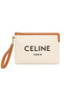 【预定】CELINE/思琳 CELINE标识织物面料和小牛皮饰带手拿包 10E63