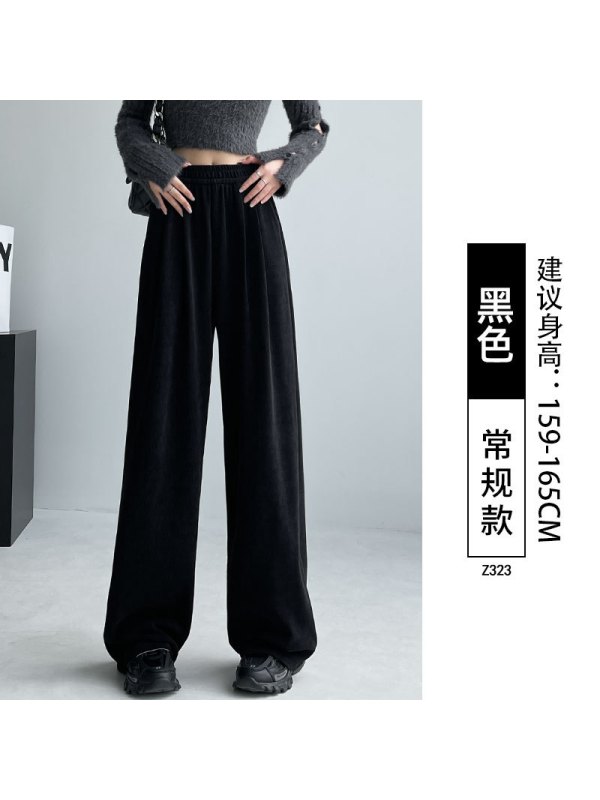 欧棉绒阔腿裤女秋季新款宽松休闲慵懒山本裤子秋冬针织防风裤