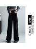 欧棉绒阔腿裤女秋季新款宽松休闲慵懒山本裤子秋冬针织防风裤