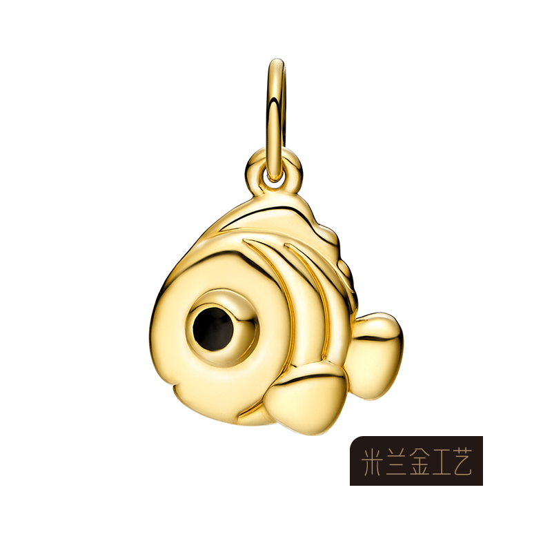 东祥黄金吊坠金鱼吊坠黄金迷你吊坠米兰金动物系列小鱼3d黄金吊坠