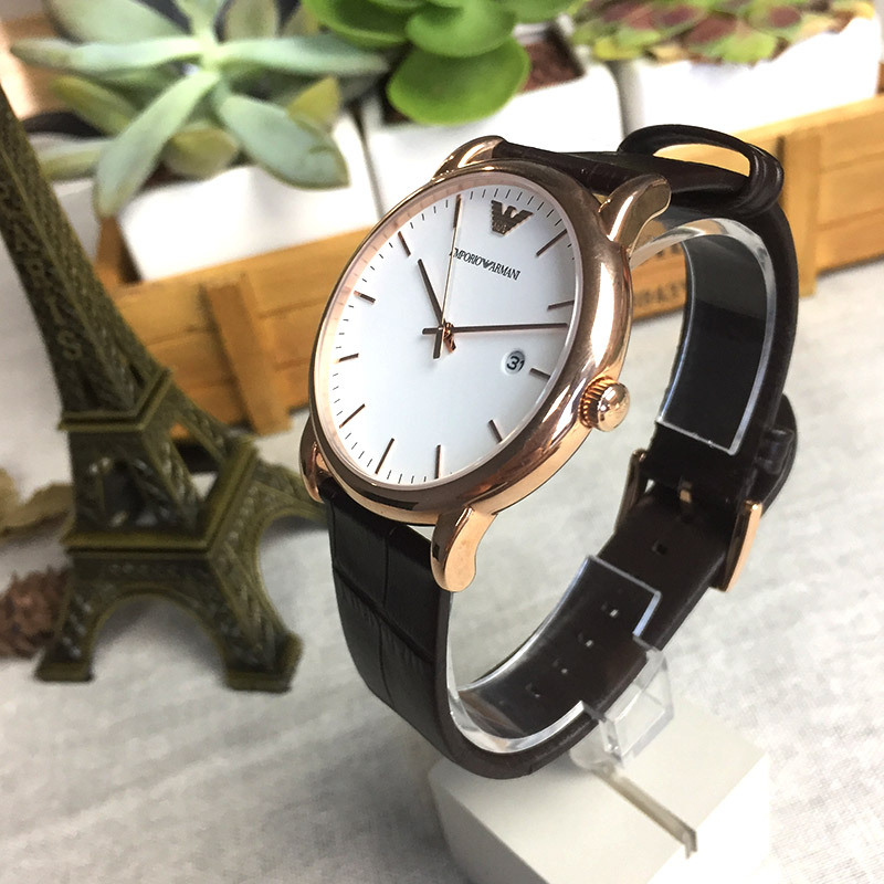 阿玛尼(EMPORIO.ARMANI)手表皮质表带经典时尚休闲石英表男表AR2502