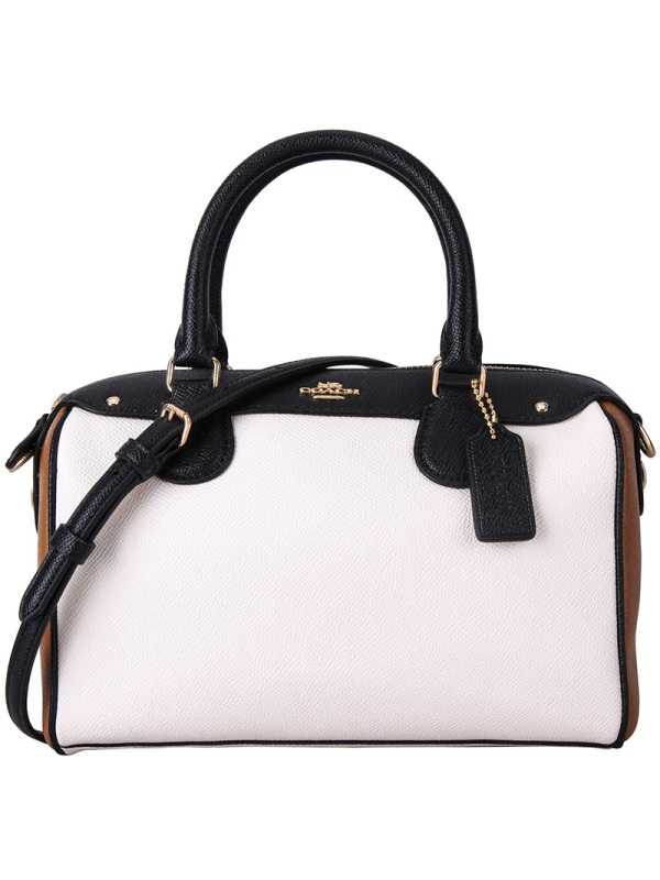 COACH 蔻驰 女士白色拼色皮质手提肩背斜挎桶包 F28956 IMCAH