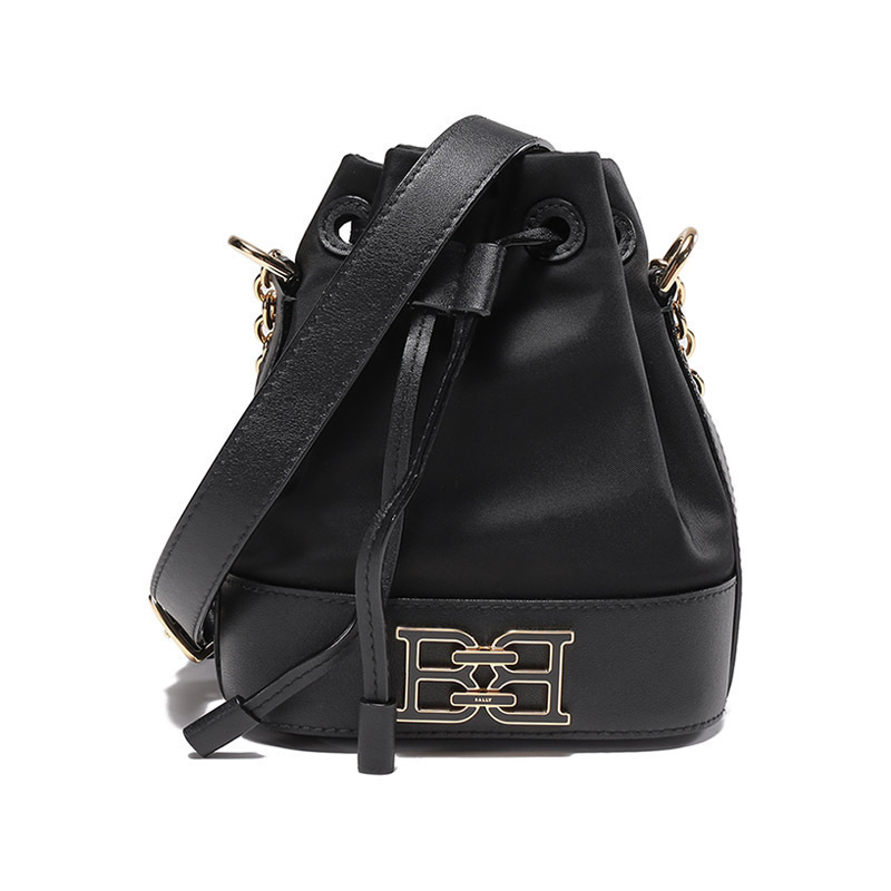 巴利 BALLY 女士织物/再生皮革单肩斜挎包抽绳水桶包EOH B XS