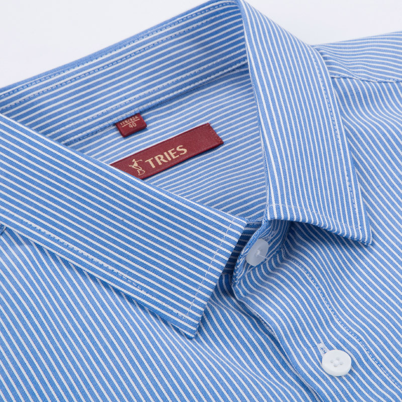 才子男装春季新款男士条纹长袖衬衫商务休闲上班工装纯色衬衣男