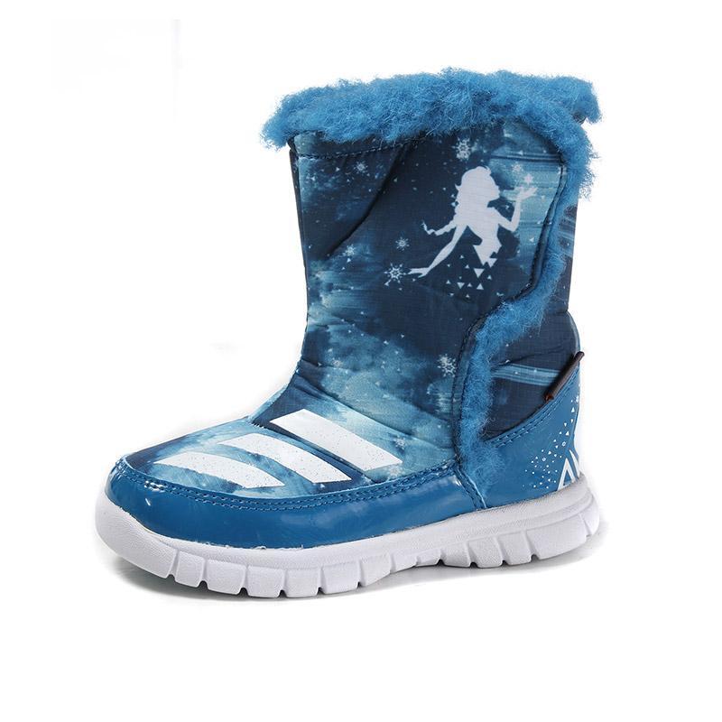阿迪达斯adidas童鞋女婴童0-4岁高帮冰雪奇缘儿童雪地靴AQ3656 蓝色 23码/适合脚长130mm