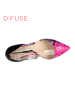 D：Fuse/迪芙斯蛇纹羊皮尖头中空拼接低跟舒适女鞋DF61113013